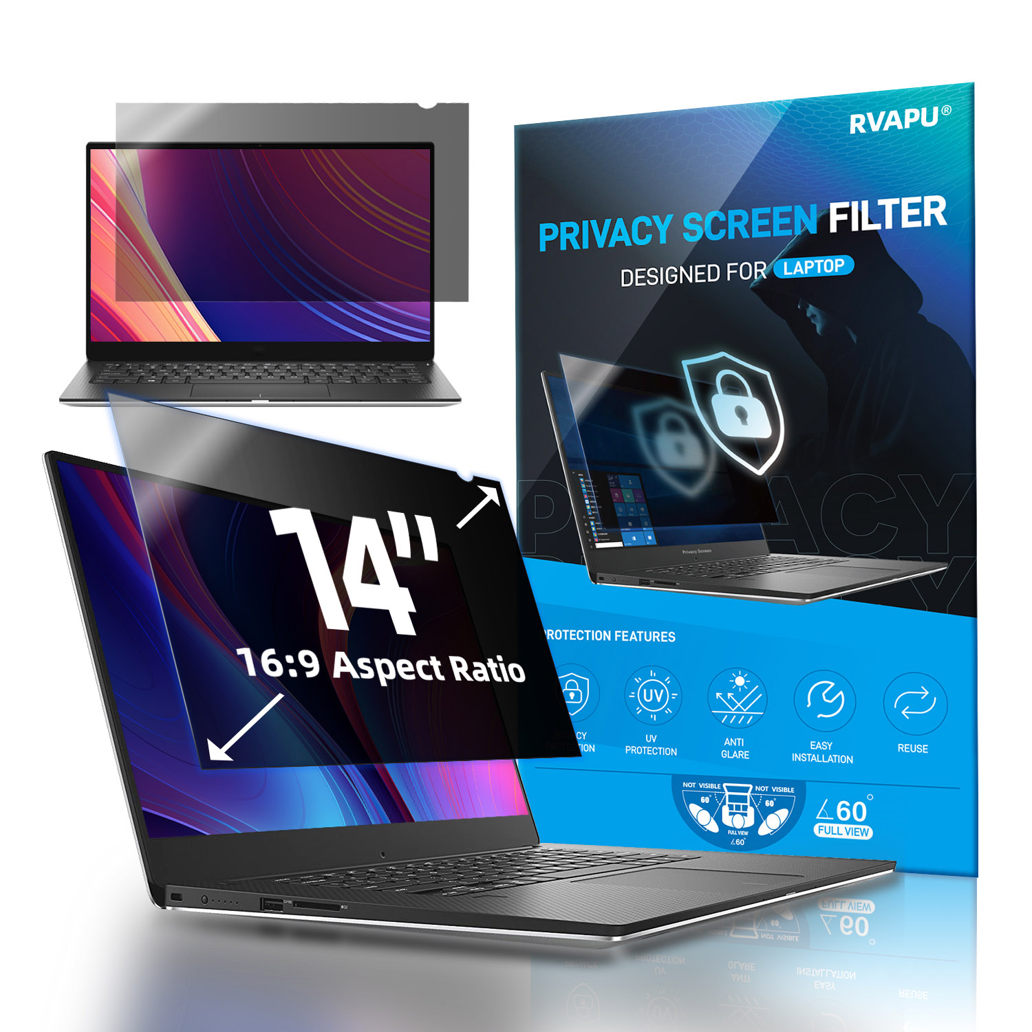 Monitor Privacy Filter - Do laptopa 14-calowy wyjmowany ochraniacz ekranu