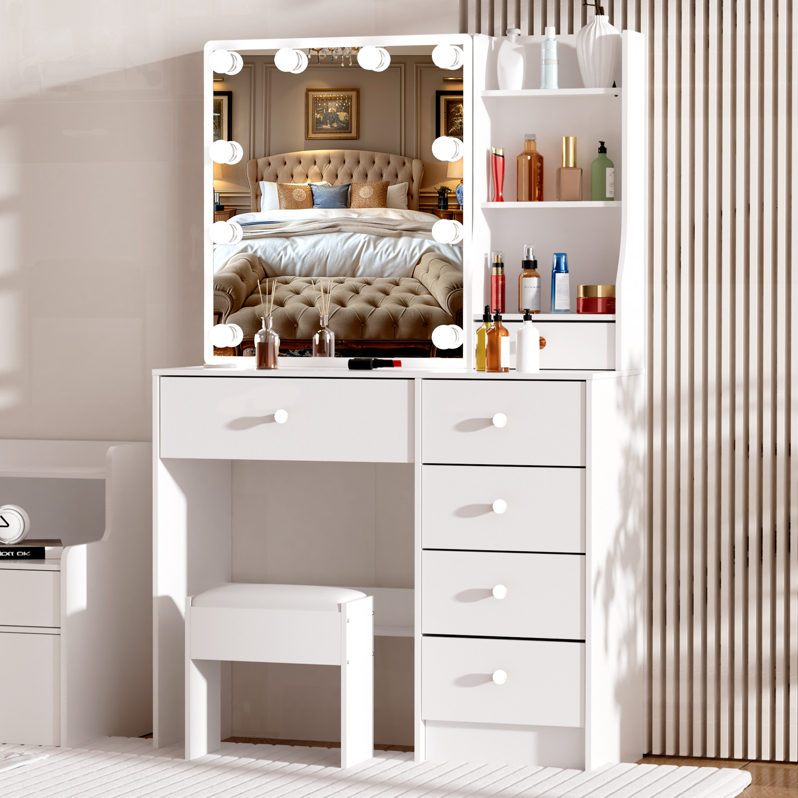 Nowoczesna biała toaletka z lu – Office Furniture Okc recenzja i cena