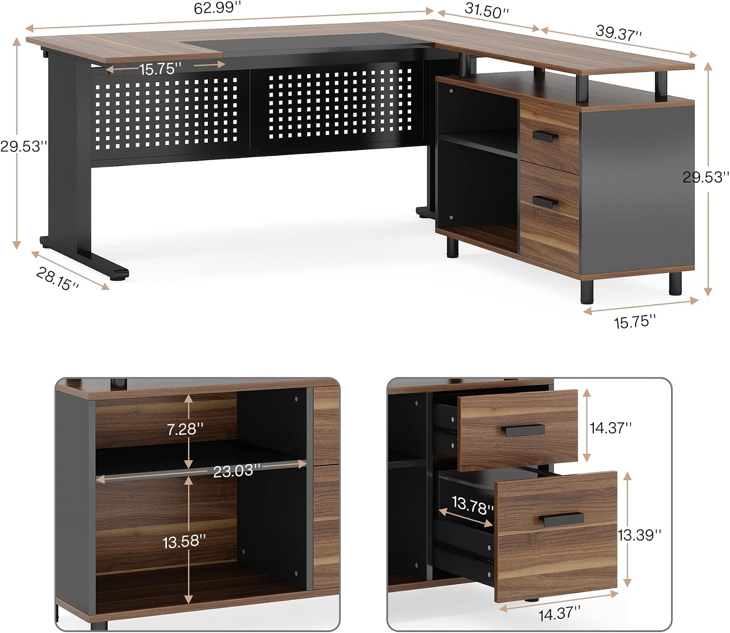 Biurko narożne w kształcie lit – Office Furniture Filing Cabinets recenzja i cena