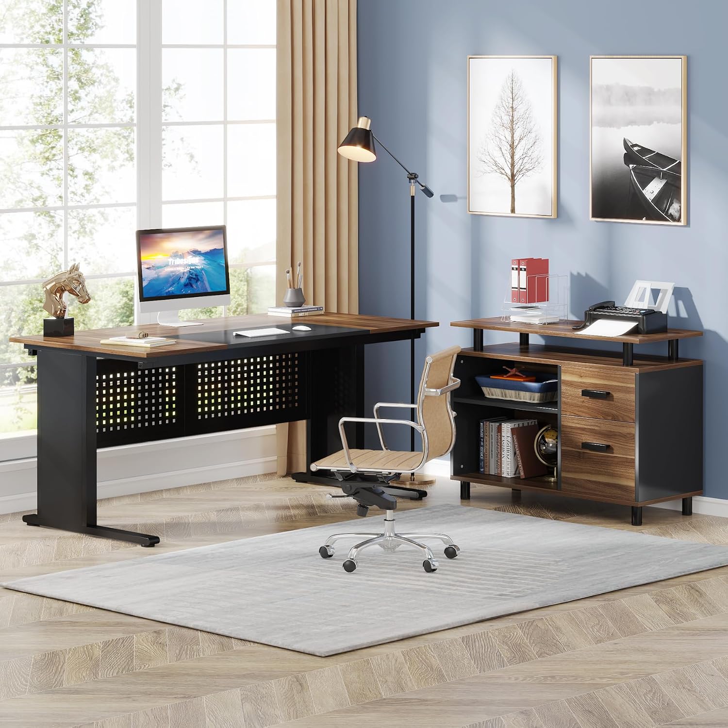 Biurko narożne w kształcie lit – Office Furniture Filing Cabinets recenzja i cena
